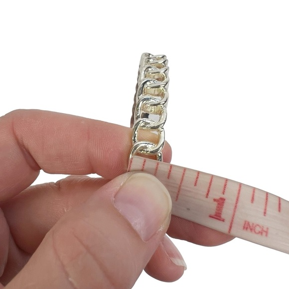 Bright Gold & Silver Tone Thick Chunky Chain Link Bangle Bracelets - Picture 9 of 9